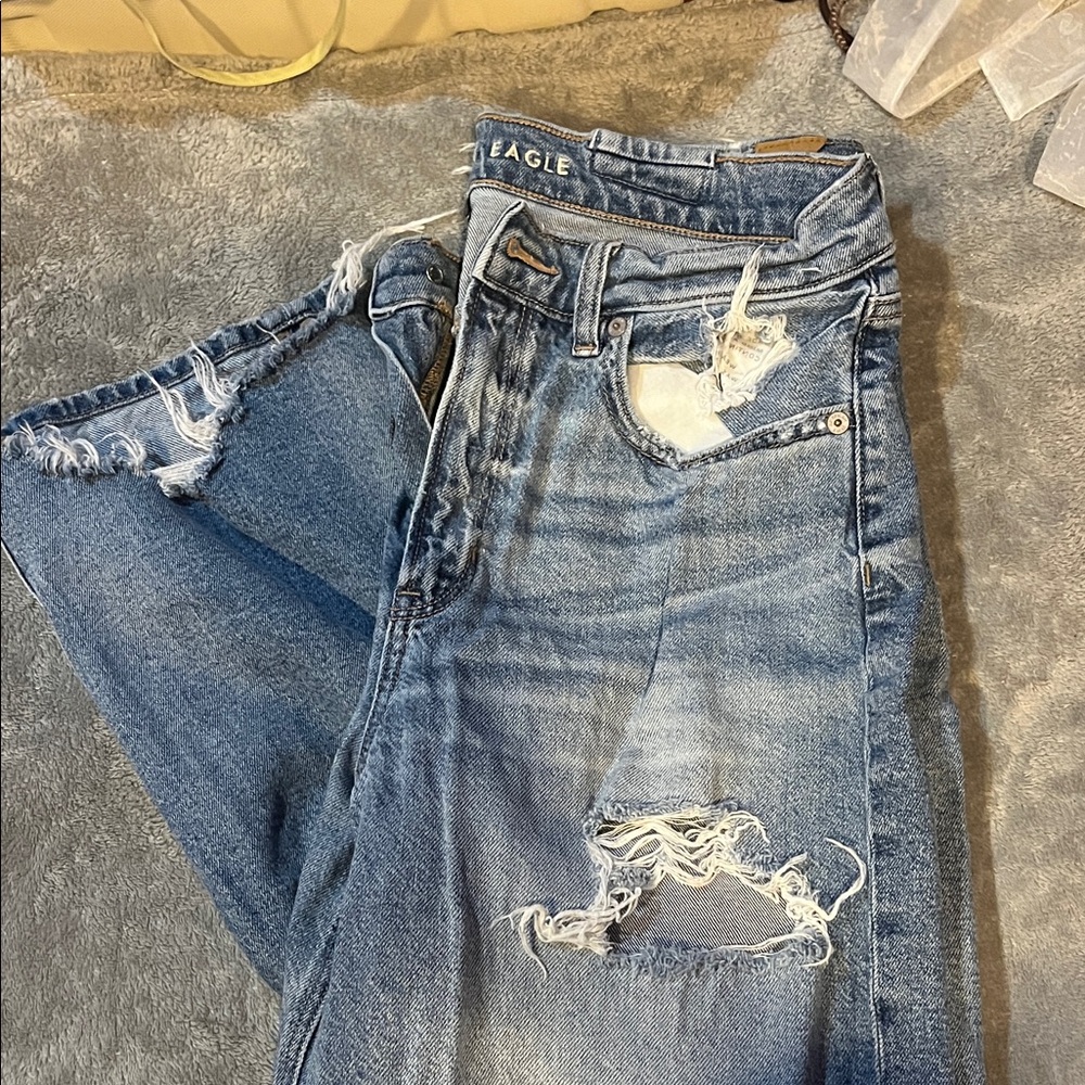 American Eagle Outfitters Ripped Blue Boyfriend Jeans